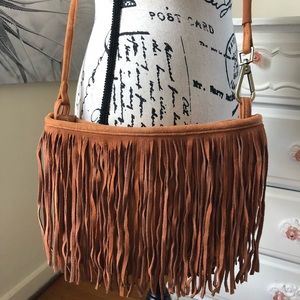 Suede fringe cross body bag. NWOT.